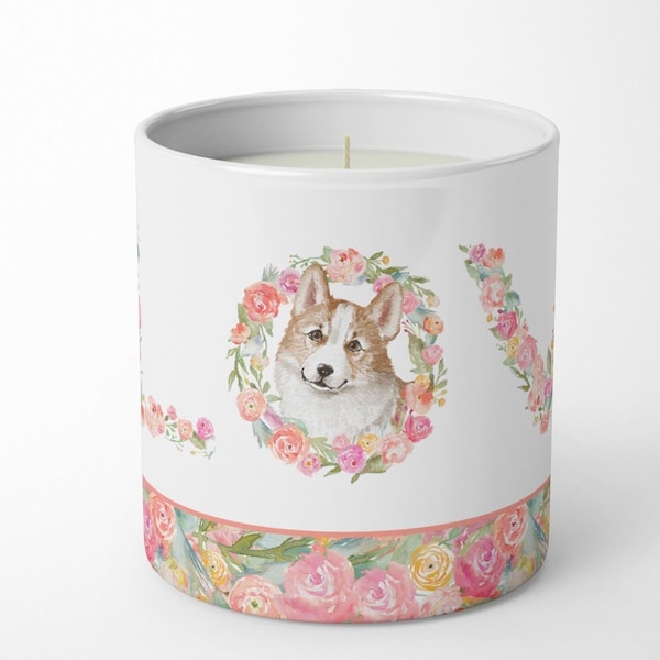 Carolines Treasures 3.75 x 3.25 in. Unisex Corgi No.5 Love 10 oz Decorative Soy Candle WDK4377CDL - main